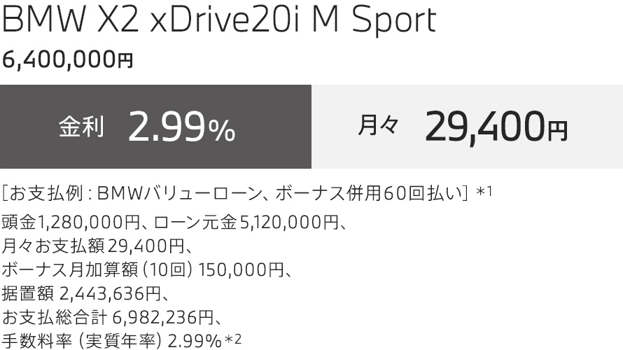 BMW X2 xDrive20i M Sport 支払例
